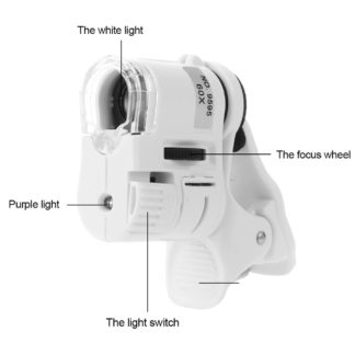 Clip on Microscope 60X LED Magnifying Glass for Mobile camera.